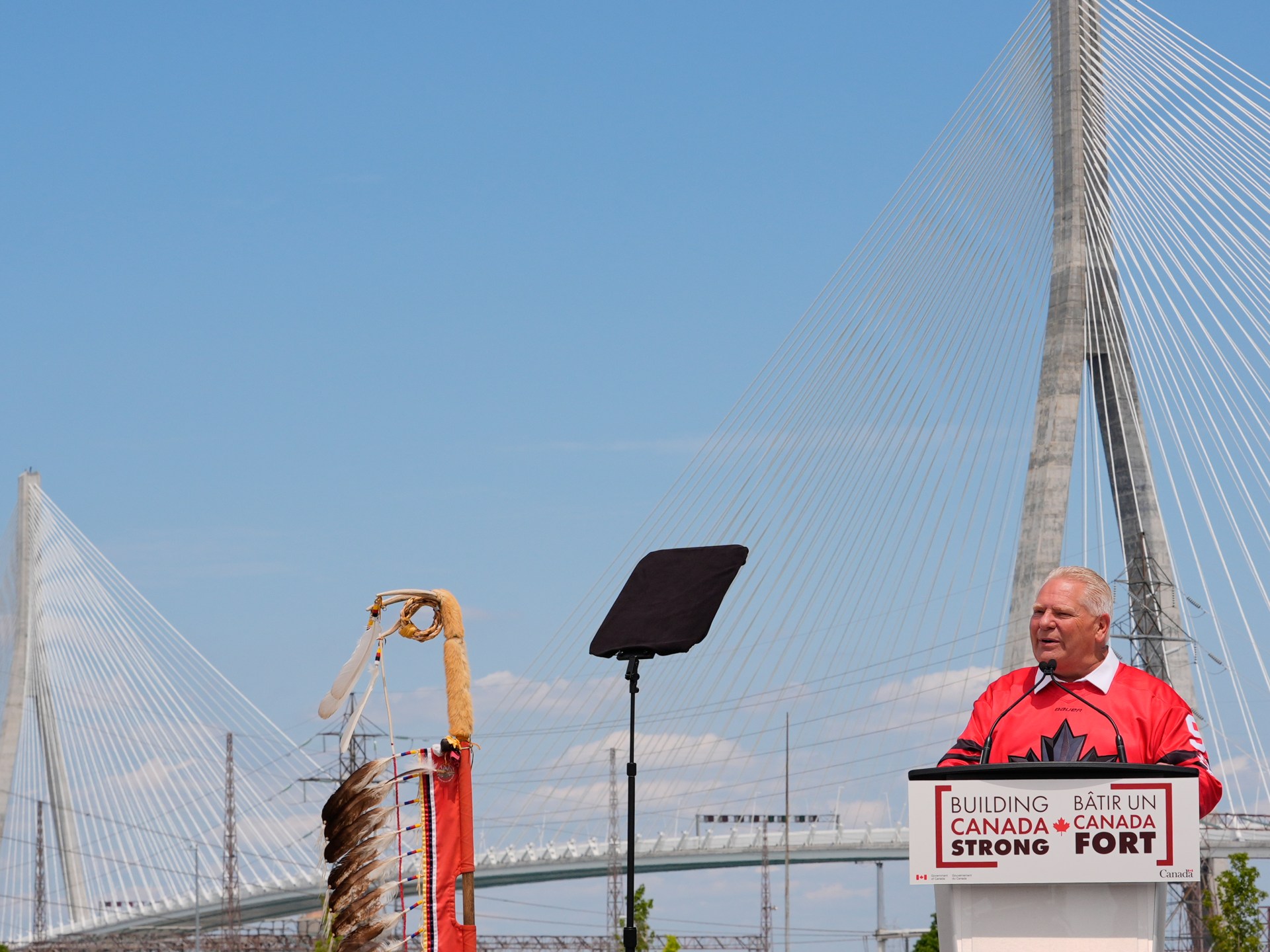 Read more about the article Canada marks Gordie Howe bridge opening without US after trade war deepens