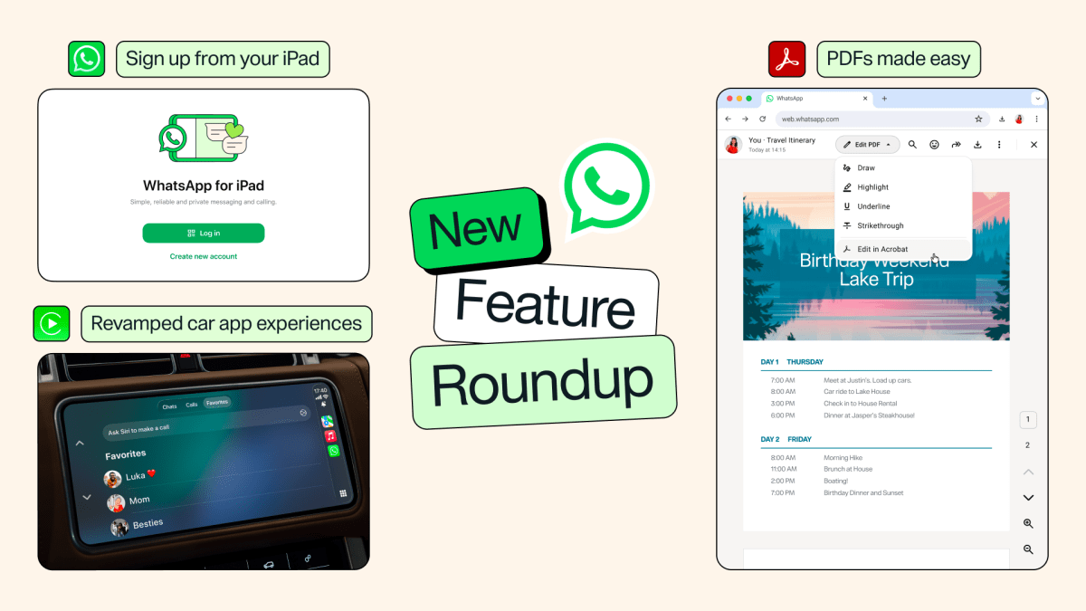 Read more about the article WhatsApp adds Apple CarPlay and Android Auto upgrades, iPad sign-ups, and more