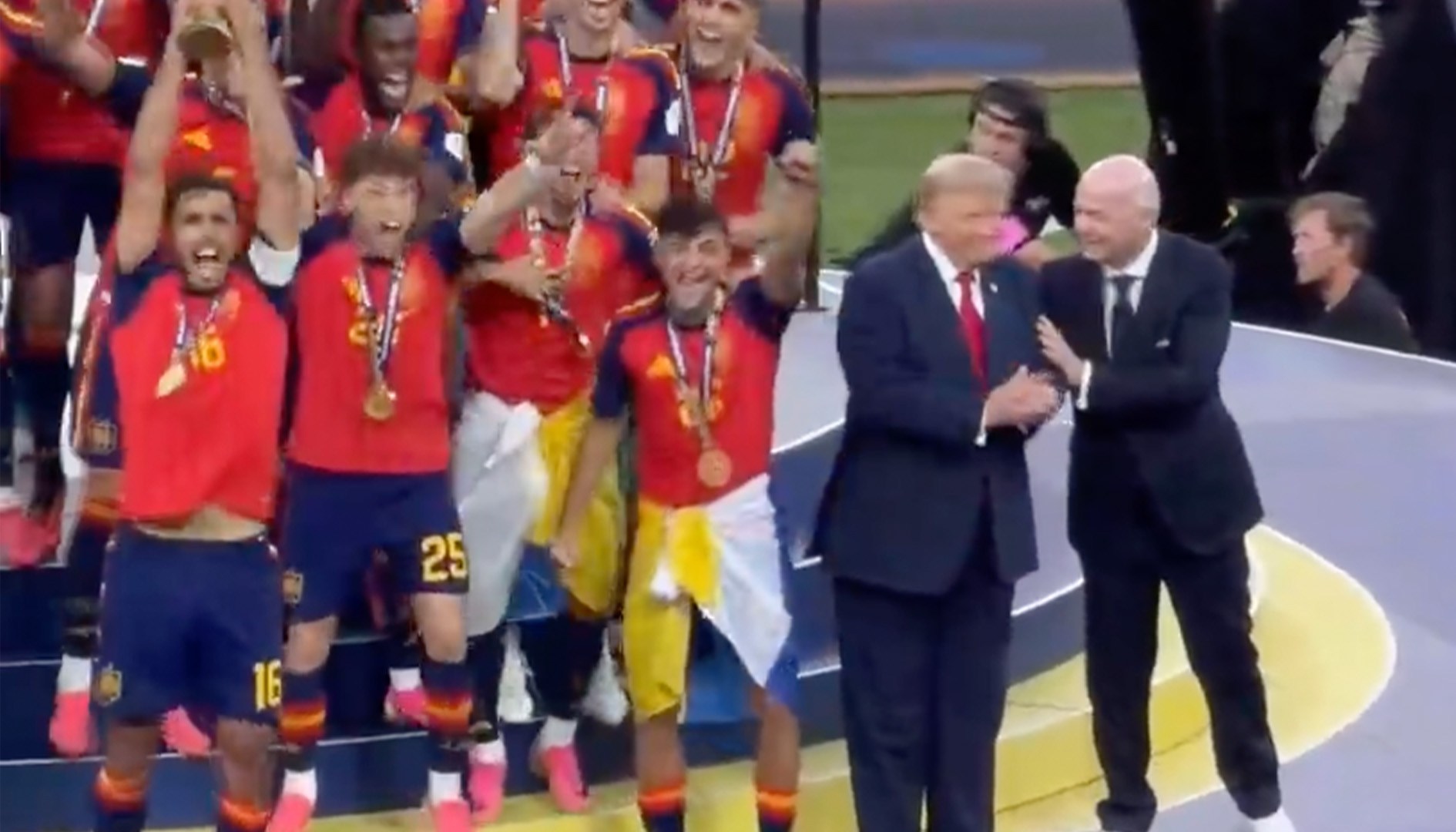 Read more about the article Infantino tries to usher Trump away as Spain lift World Cup | News