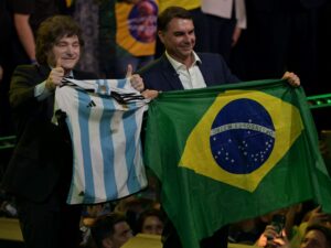 Read more about the article Bolsonaro’s son begins Brazil presidential bid with Netanyahu, Milei kudos