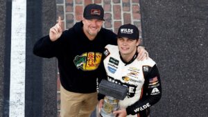 Read more about the article Dale Earnhardt Jr gets choked up as one of his drivers takes maiden victory at Brickyard