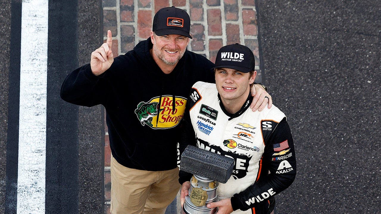 You are currently viewing Dale Earnhardt Jr gets choked up as one of his drivers takes maiden victory at Brickyard