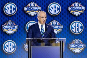 Read more about the article Greg Sankey addresses SEC breakaway talk as Michigan tries to steal spotlight with AD Warde Manuel decision