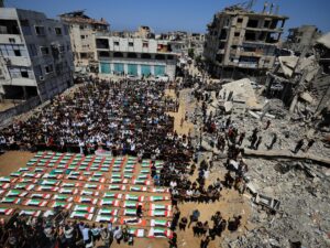 Read more about the article Gaza holds mass funeral for 112 people killed in Israel’s 2023 Sabra attack