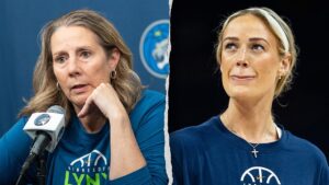 Read more about the article Cheryl Reeve sends clear message to Sophie Cunningham with ‘Trans Kids Belong’ shirt during Fever-Lynx game